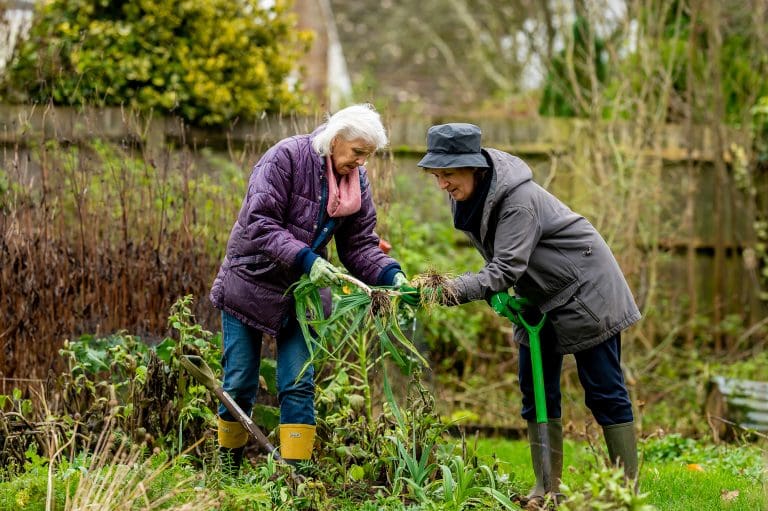 two ladies doing some gardening